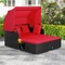 Patio Daybed PE Rattan Canopy Sofa Cushioned Outdoor Furniture